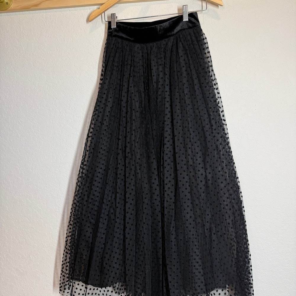 Women's Exquise Tulle Black Polka Dot Maxi Arlo Skirt Size 2 NEW - Picture 12 of 12